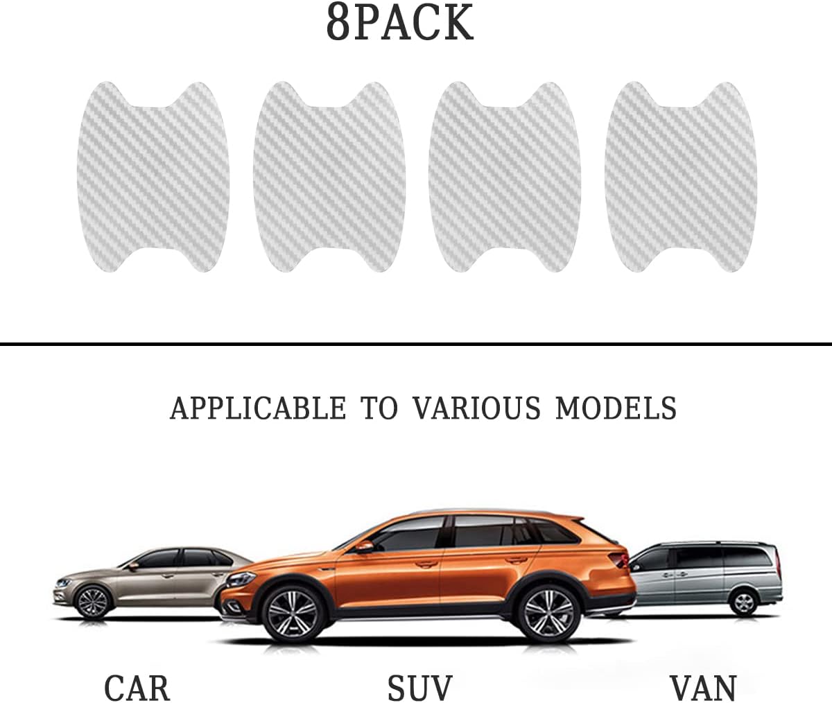 4PCS Sticker, Carbon Fiber Anti-Scratches Car Door Cup Protector, Non-Marking Auto Door Handle Protective Film, Universal for Most Car Handles (Black/4PCS)