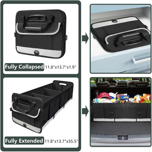 AOPHY Trunk Organizer for Car, 95L Large Capacity Trunk Storage with Non-Slip Bottom Strips, Cargo Organizer for Suv, Truck, Sedan, Waterproof Portable Car Organizers for Women Men(Pink)