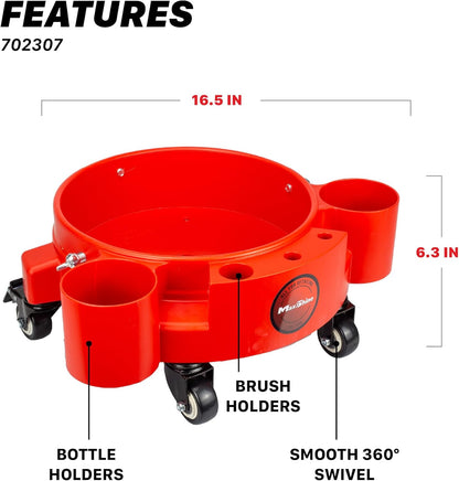 Maxshine 3.5 Gallon Universal Detailing Bucket (Red) – Car Wash Bucket for Scratch-Free Washing – Garage Storage & Auto Detailing Tool Holder – Holds Soap, Foam Cannon, Brushes, Microfiber Towels