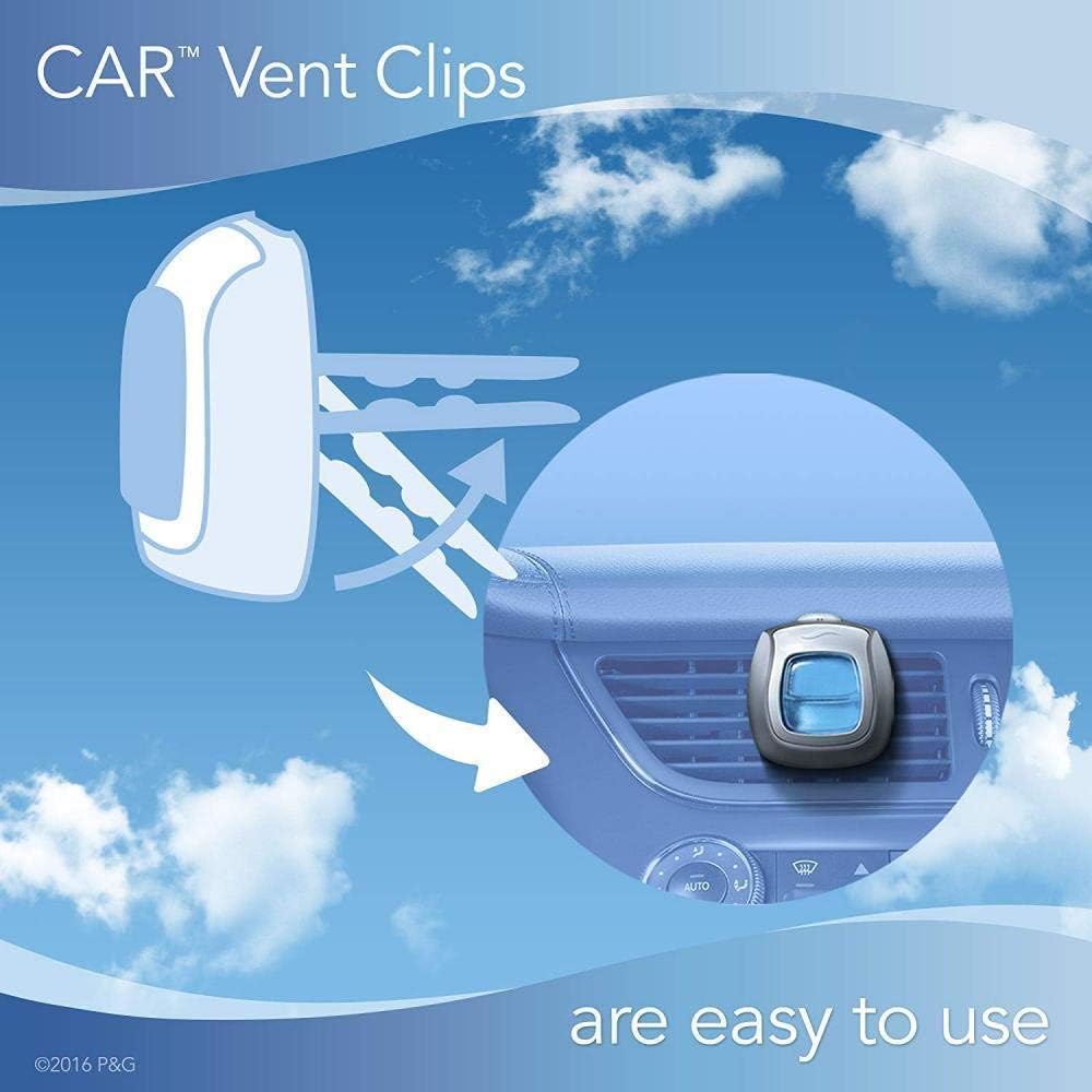 Febreze Car Air Freshener Vent Clip Platinum Ice Scent, .07 oz. Car Vent Clip, Pack of 4