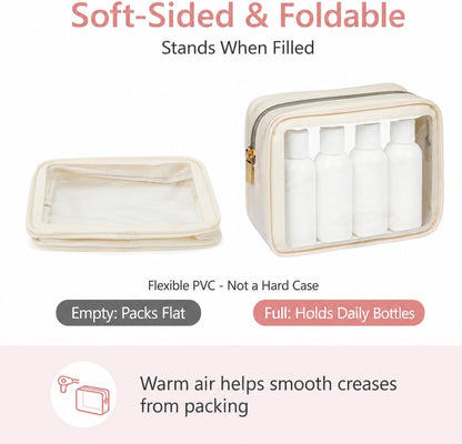 PACKISM Clear Makeup Bag - TSA Approved Toiletry Bag for Carry-on & Checked Luggage, Water Resistant Car Storage Organizer with Reinforced Seams