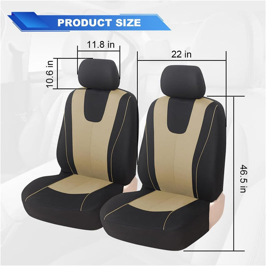 ZIMISI 4PCS Car Front Seat Covers, Comfort Breathable Vehicle Seat Protector Cover, Universal Automotive Interior Accessories for Car, SUV, Truck (Grey/Black)