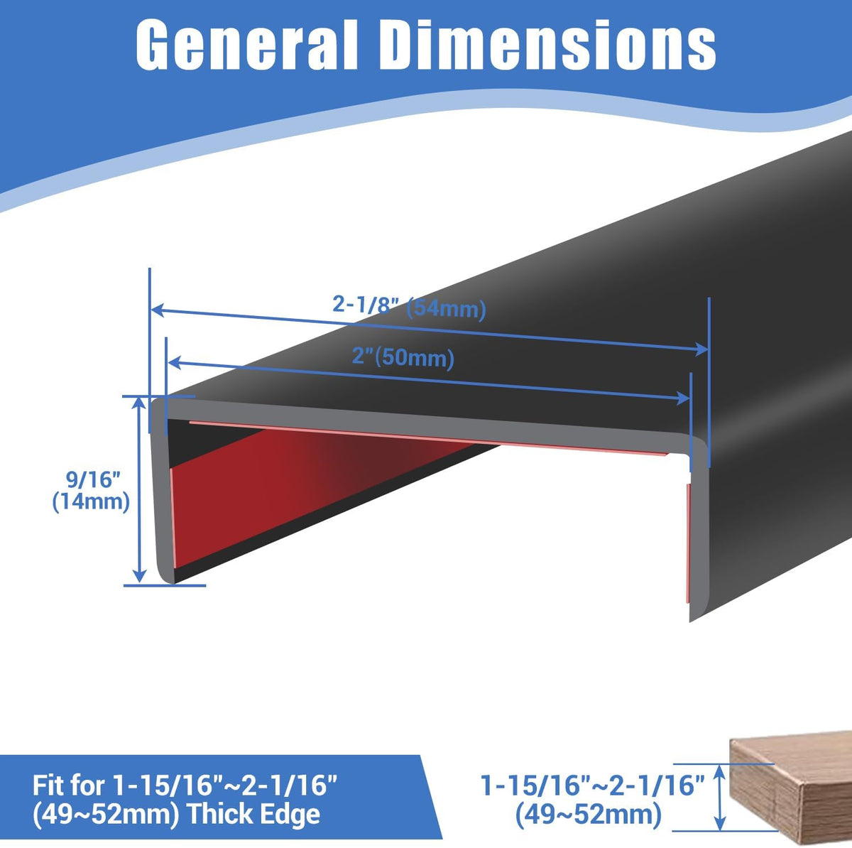 Rubber Edge Trim, Self-Adhesive Rubber Edge Trim, Edge Protector for Sheet Metal, EPDM Material, Fit 1/16"(1.0mm), Length 10Ft, Black Color, U Channel Edge Trim - Colors B