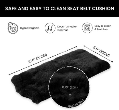 Andalus Brands 2 Pack Genuine Merino Wool Sheepskin Seat Belt Cover – Soft Shoulder Pad, Neck Cushion Protector – Authentic Car Accessories (Pearl)