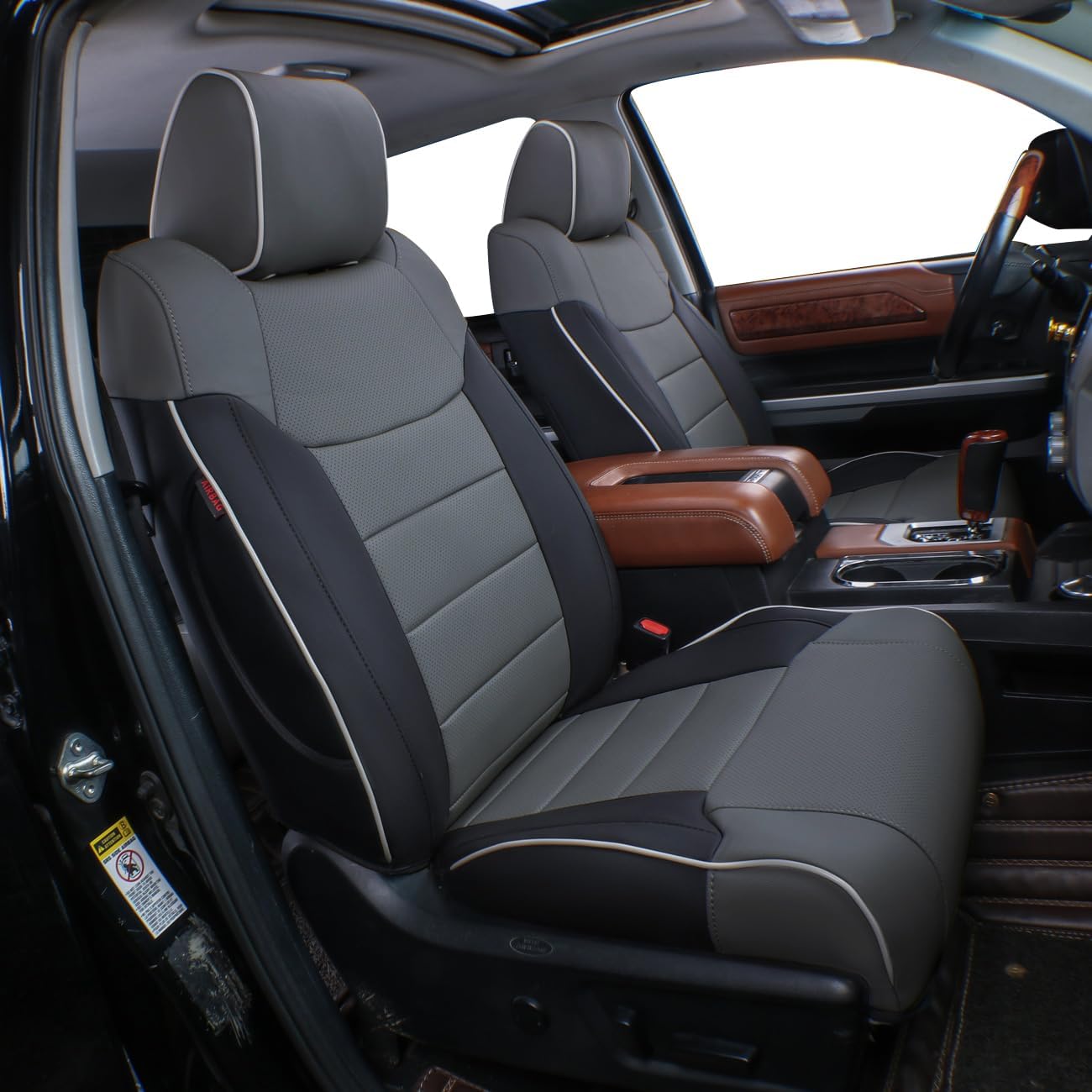 EKR Tacoma Car Seat Covers Custom Fit for Toyota Tacoma (Petrol) 2024 2025 2026 DoubleCab/CrewCab SR/SR5/TRD Sport/TRD Off-Road/Limited -Truck Seat Covers Full Set,Faux Leather(Black)