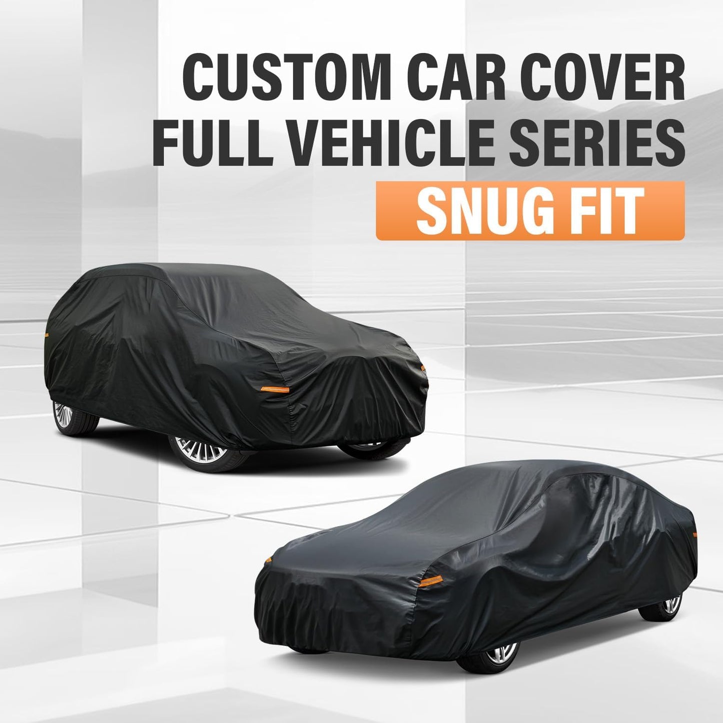 Kayme Sedan Car Cover Waterproof All Weather for Automobiles - See Vehicle Size Chart for Accurate Fit - Outdoor Full Exterior Cover Sun Rain Snow UV Protection with Zipper. Size A4 (See Size Chart)