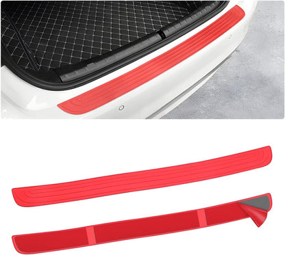 Car Rear Bumper Protector Guard, Anti-Scratch Abrasion Rubber Trunk Door Entry Sill Guard, Non-Slip Vehicle Trim Cover Protection Strip, Car Accessories for Most Cars and SUV (Black/Red/35.4" x2.7)