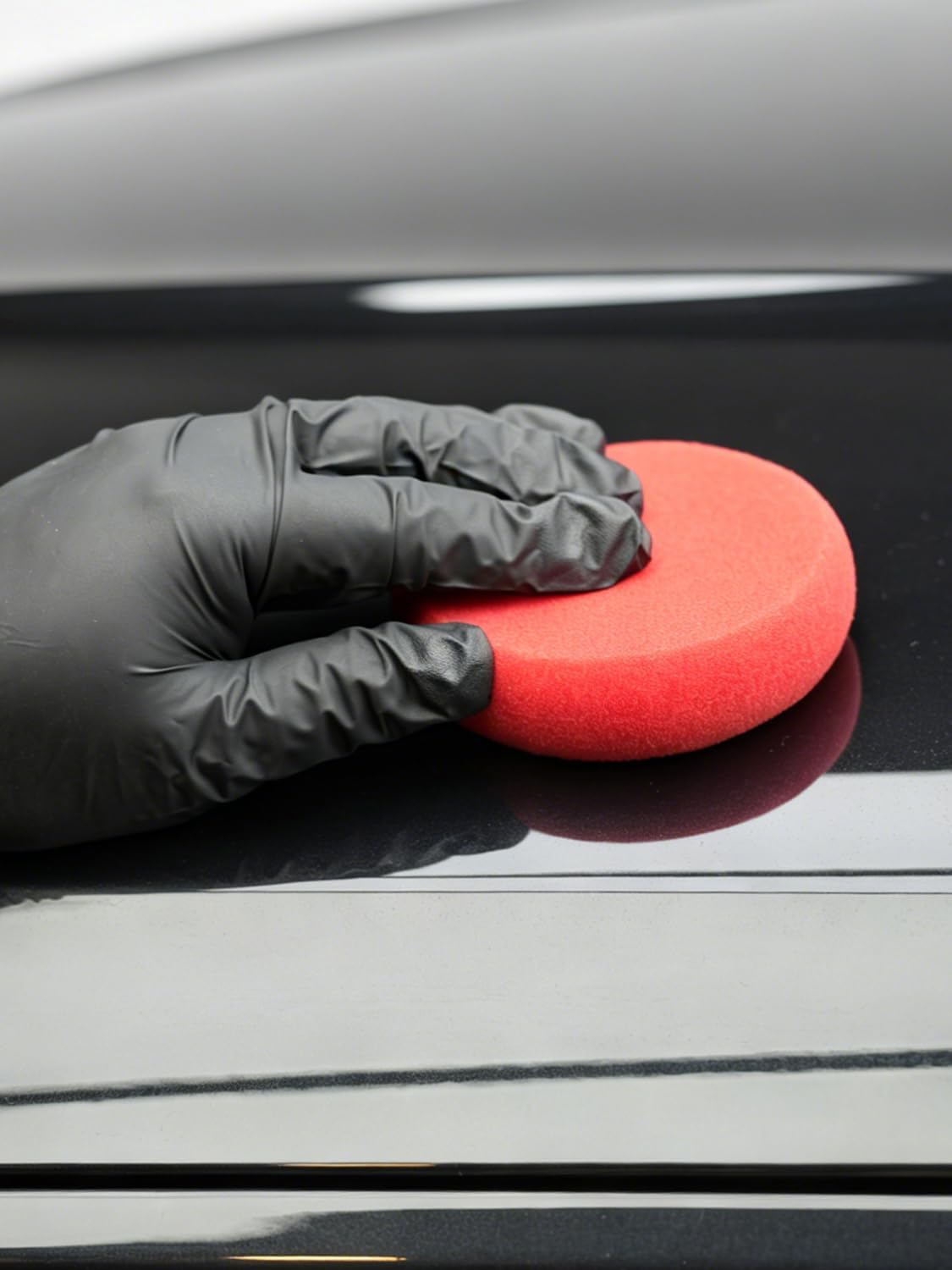 SPTA Tire Shine Applicator, 6Pcs Foam Applicator Pads, Round Shape Side Pressing Hand Polishing Sponge Pads Kit Tire Shine Applicator Pad Tire Dressing Applicator Pad for Applying Tire Shine