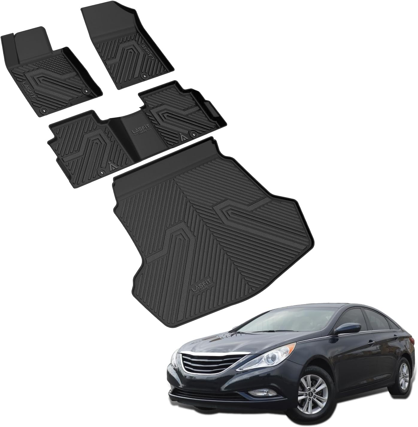 LASFIT Floor Mats Fits for Hyundai Sonata 2020-2026 (Only for FWD & Gas) & Kia K5 2021-2025 (Only for FWD) Custom Fit TPE All Weather Floor Liners Car Mats Accessories, Black