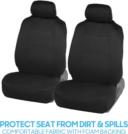 BDK PolyPro Car Seat Covers Full Set in Charcoal on Black – Front and Rear Split Bench for Cars, Easy to Install Cover Set, Accessories Auto Trucks Van SUV