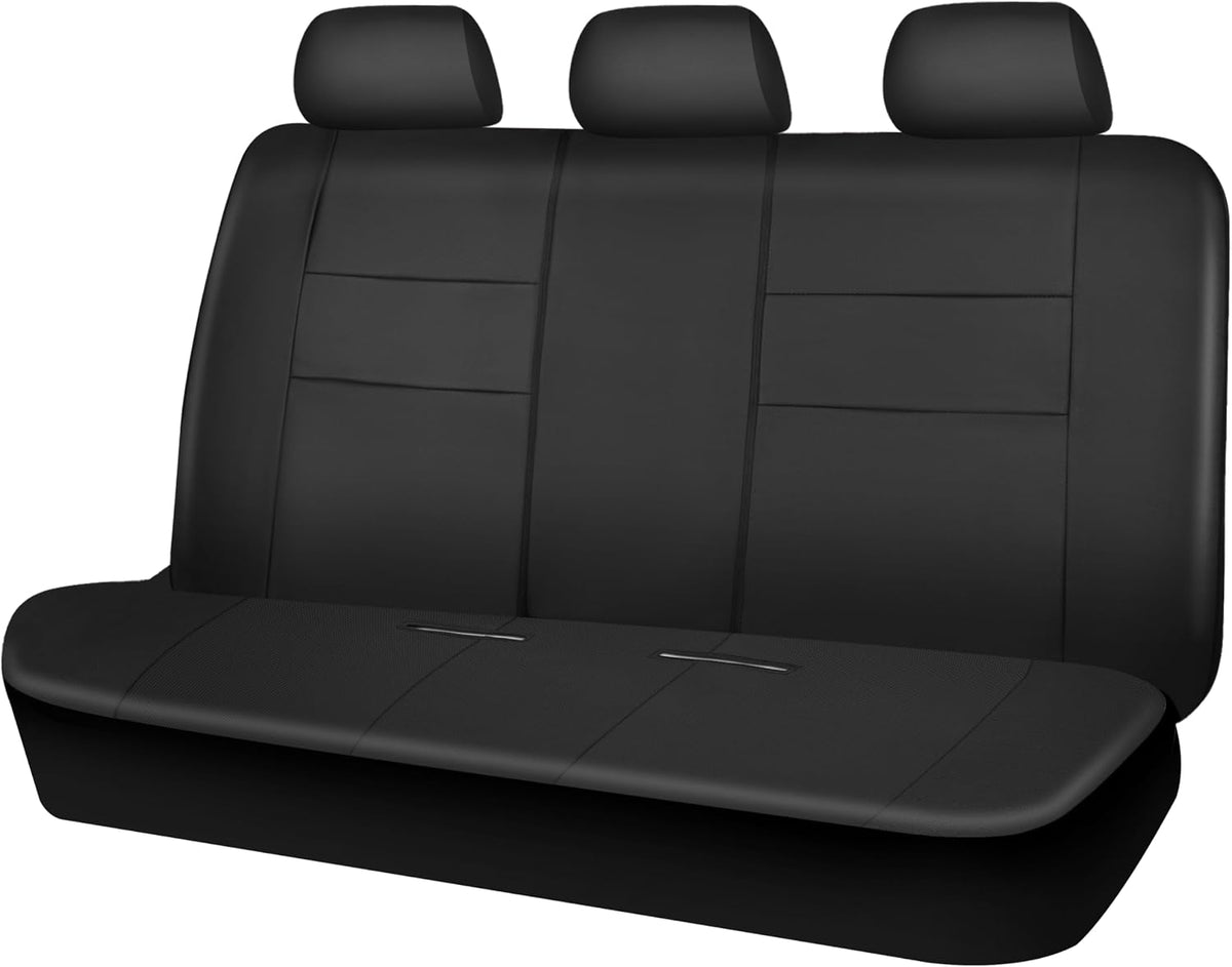 CAR PASS Faux Leather Car Seat Covers Front Seats Only, 3D Foam Support Car Seat Covers, Universal fit for Trucks Vans SUVs Sedans Automotive Comfortable, Airbag Compatible 2 Pieces Front Solid Black