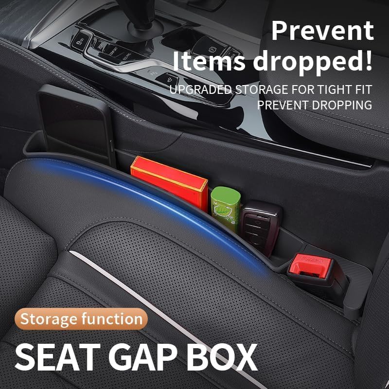 Car Seat Gap Filler, Seat Gap Organizer with Phone Holder, Car Seat Accessories, Car Organizer Fit Car SUV Truck-2PCS Black