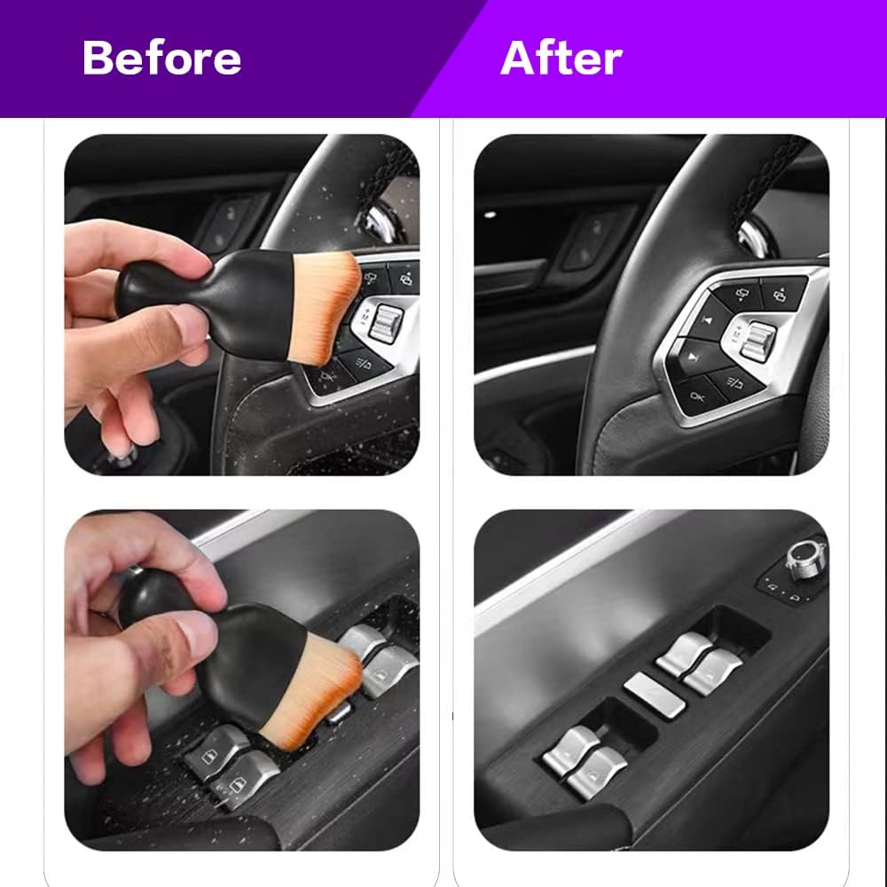 AOCISKA Car Interior Detailing Brush,Soft Bristle Cleaning Brush Car Detailing Brush Dusting Brush,Car Interior Cleaning Tool,Auto Detail Brush Car Dash Duster Brush (Black)