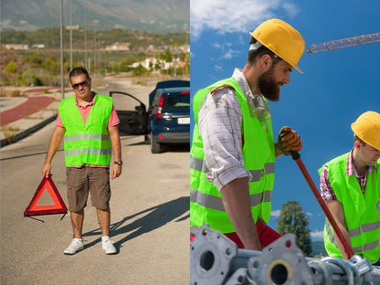 10PCS Safety Vests, Reflective High Visibility Vests, Hi Vis Safety Vests, High Vis Jacket with 2 Reflective Strips, for Traffic Work, Running, Surveyor and Security Guard (Universal Size)