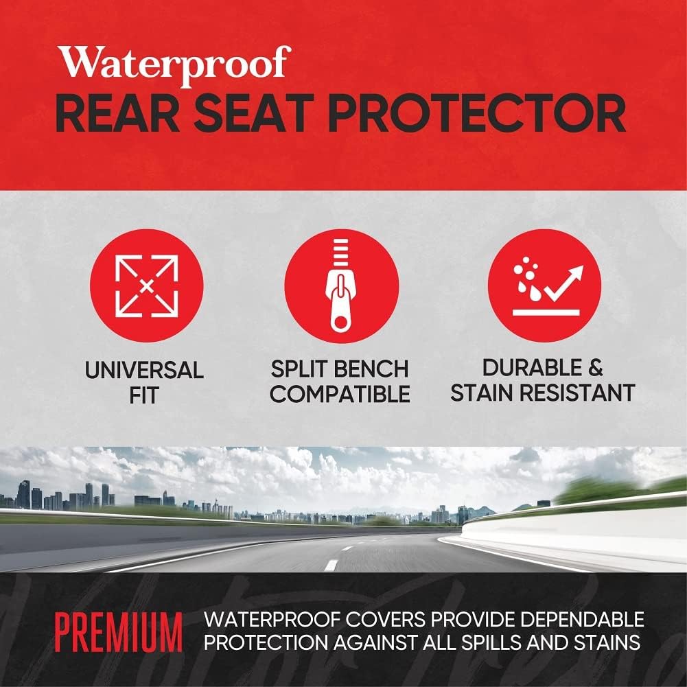 Motor Trend AquaShield Waterproof Front Seat Covers, Black Seat Covers for Cars – Neoprene Front Car Seats Cover, SUV Seat Covers Protector - Car Interior Cover for Auto, Trucks, & Dog Owners