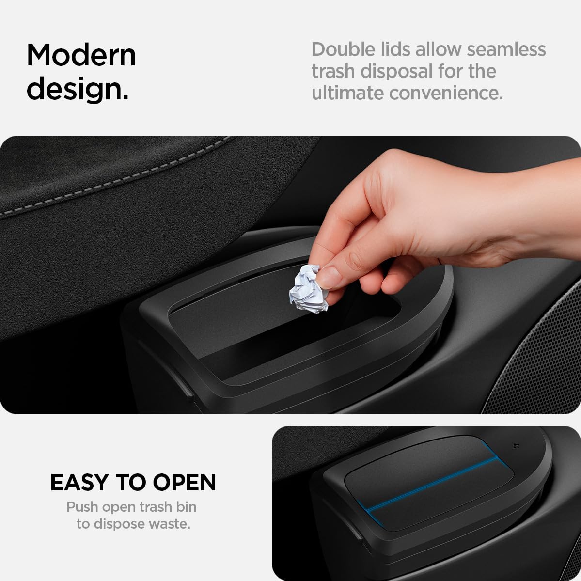 Spigen Door Pocket XL Car Trash Can [with Magnetic Lid] Waterproof Door Pocket Organizer 2025 2026 Tesla Model Y Juniper Premium & Performance Accessories - Driver Side Only