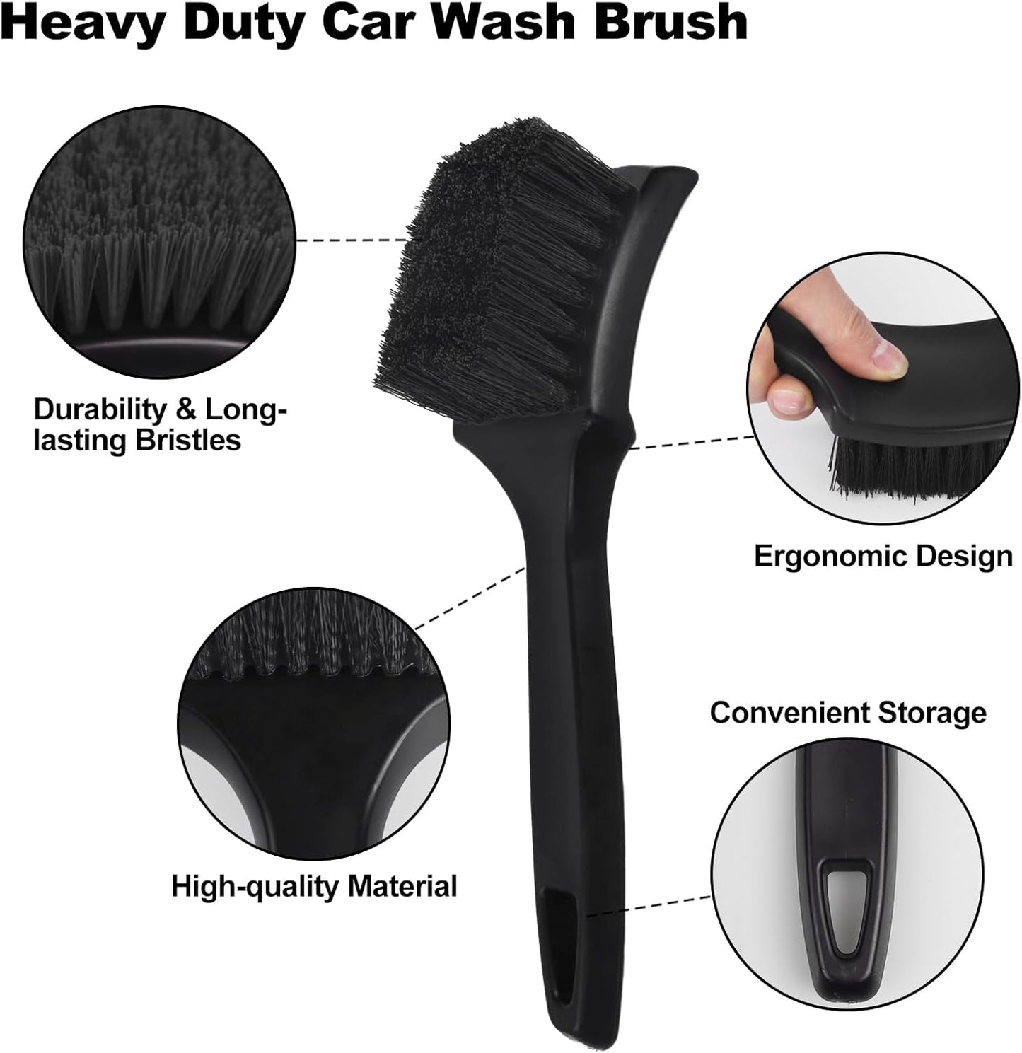 Wheel Brush, Wheel & Rim Cleaner Brush, Tire Brush, Wheel Cleaning Brush, Bendable & Durable Car Wheel Brush Set, Car Detailing Brushes, Wheel Brushes for Cleaning Wheels