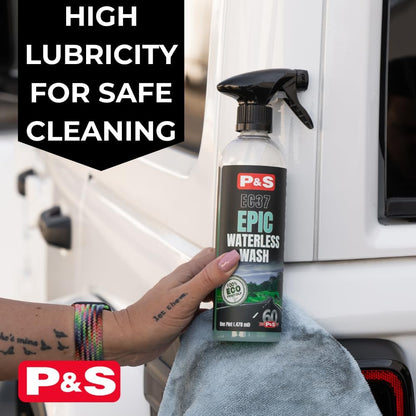 P&S Professional Detail Products Epic Waterless Wash – No-Water Car Cleaner, Polymer Gloss Intensifier, Safe on Paint, Metal & Glass, Quick Detailer & Wax Alternative, 1 Pint