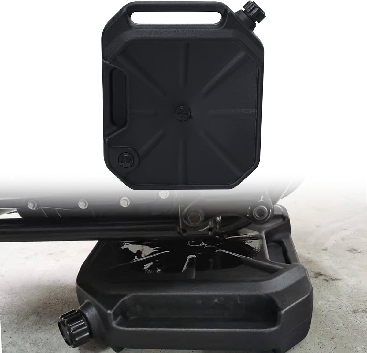 XFMT Oil Drain Pan 10 Quart Low Profile Oil Drain Container for Oil Change, Panel Groove Design, with Portable Handle & Sealing Caps, Universal Fit For Motorcycle Car ATV