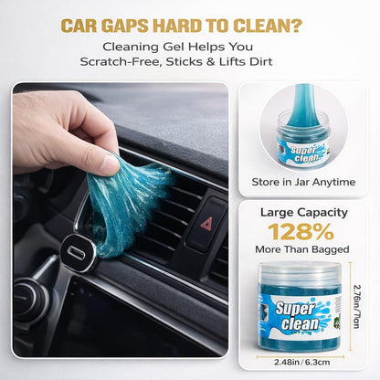8-Piece Car Interior & Exterior Cleaning Kit - 160g Gel (128% More Than 70g), Boars Hair Brushes, Ultra-Soft Detail Brush, Microfiber Cloths, Duster | for Auto/Truck/SUV