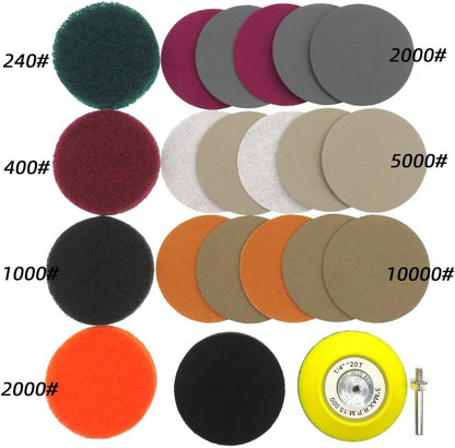 Car Headlight Restoration Kit, 3 Inch Car Polishing Sanding Discs with 1/4 Inch Shank Backing, Scouring Pads, Buffing Sponge, Soft Interface, Woolen Buffer, 41PCS