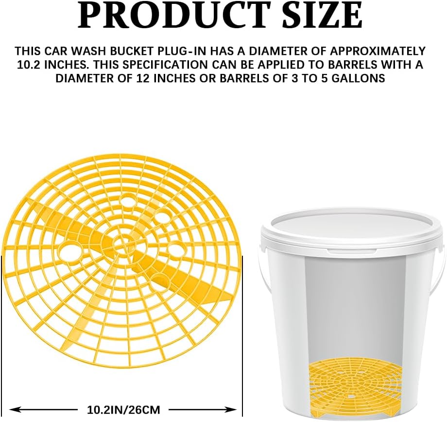 2PCS Car Wash Bucket Insert, Auto Detail Grit Gaurd Buckets Filter Helps Remove Dirt and Debris, Car Dirt Guard Insert Wash Filter Fits 12 Inch Diameter Buckets or 3-5 Gallon Bucket (Yellow)