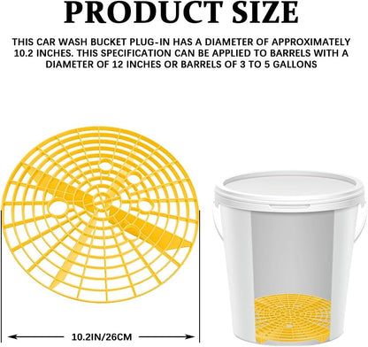 2PCS Car Wash Bucket Insert, Auto Detail Grit Gaurd Buckets Filter Helps Remove Dirt and Debris, Car Dirt Guard Insert Wash Filter Fits 12 Inch Diameter Buckets or 3-5 Gallon Bucket (Yellow)