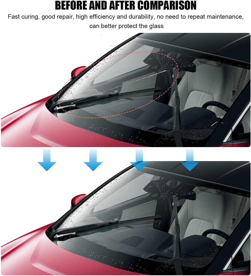 2PCS Windshield Repair Kit, Glass Repair Liquid Automotive Windscreen Crack Fixing Tool, Quick Fix Windshield Rock Chip Repairing Set for Bulls-Eye Half-Moon Star-Shape Crack