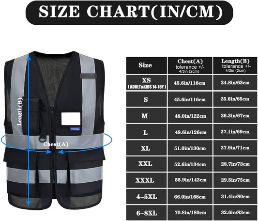 A-SAFETY 7pocket High Visibility Safety Vest Zipper, Construction Vest Reflective Strips ANSI/ISEA Standards for Motorcycle, Running,work, Bicycle Riding Outdoor Activities, Yellow - Colors A
