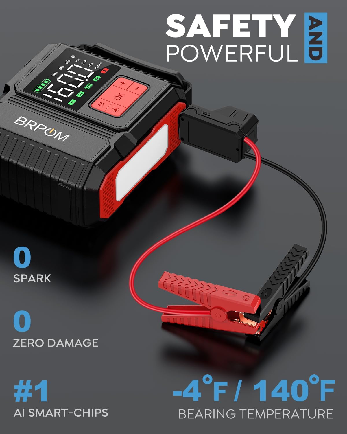 Car Jump Starter with Air Compressor, 9000A Peak 26800mah (Up to All Gas or 12.0L Diesel Engine, 50 Times) Portable160PSI Jump Starter 12V Auto Battery Jump Pack Quick Charge
