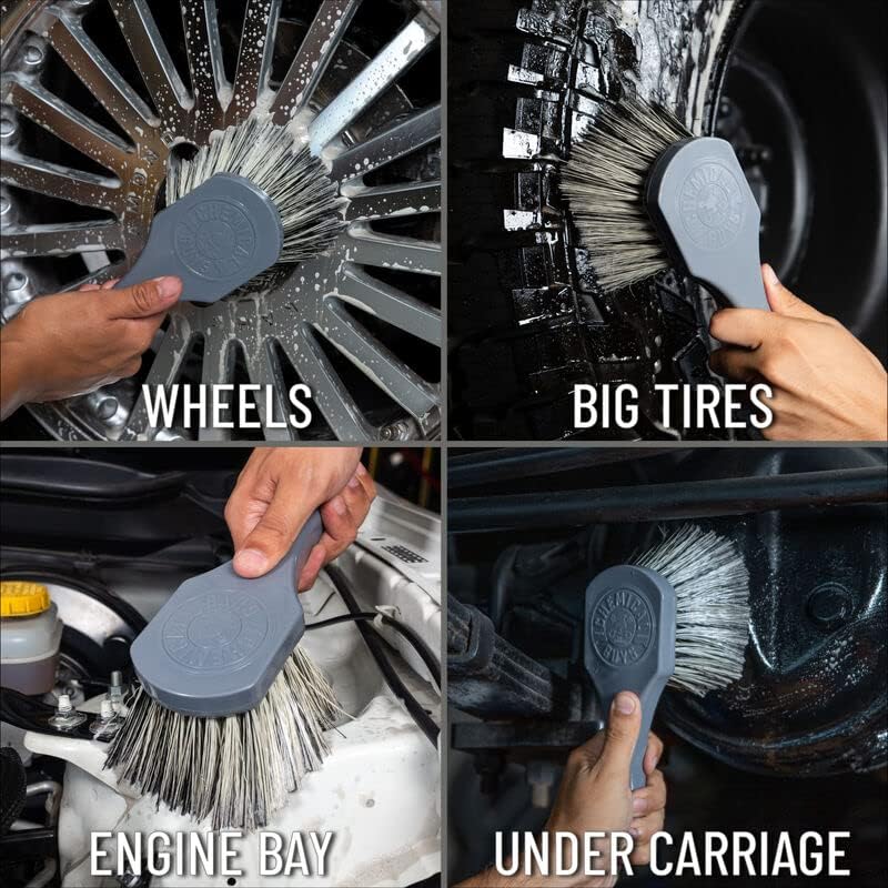 Chemical Guys Wheelie All Exterior Surface and Wheel Brush, Wheel Cleaner Brush with Soft Bristles, Safe Cleaning of Rims, Tires, and Exterior Surfaces on Cars, Trucks, Motorcycles, RVs, & More, Green
