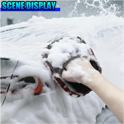 2PCS Car Wash Mitt, Soft Plush Non-Scratch Auto Dust Cleaning Pad, High-Density Car Washing Gloves, Universal Vehicle Exterior & Interior Detailing Supplies for Cars, Trucks, SUVs(Gray)