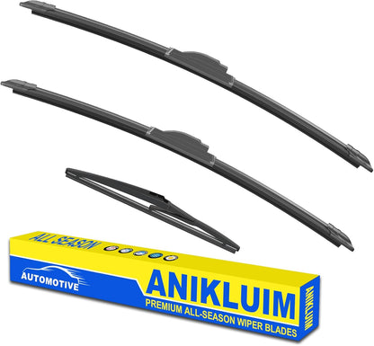 ANIKLUIM® 28"+28" Wiper Blades with 16" Rear Wiper Blade Set Replacement for 1996-2007 Caravan Town & Country Windshield Wipers Original Factory Quality (Pack of 3) - Colors B