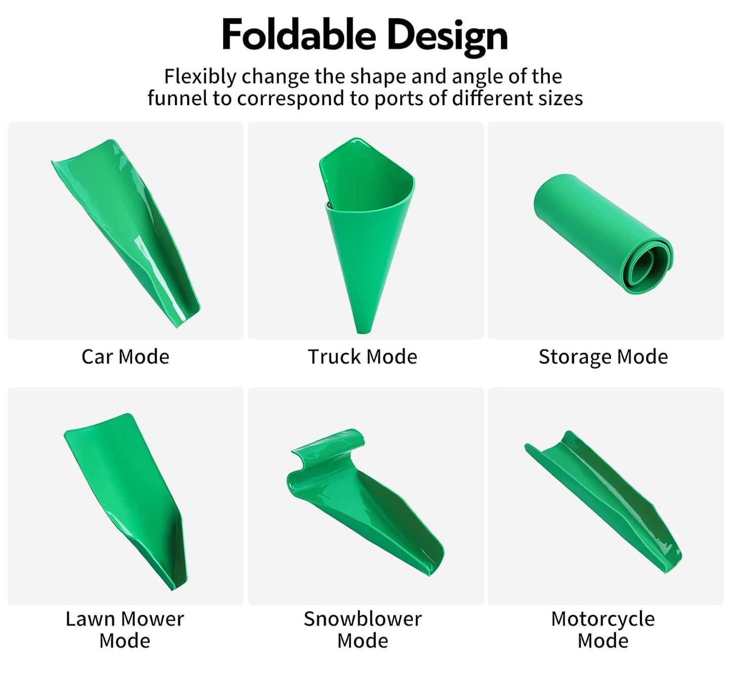 Reusable Flexible Oil Drain Funnel Form a Foldable Bendable Flex Funnel for Car Motorcycle Truck Lawnmower Snowplow Reused Oil Change Spill-Free Filling Draining Tools Easy to Store and Clean