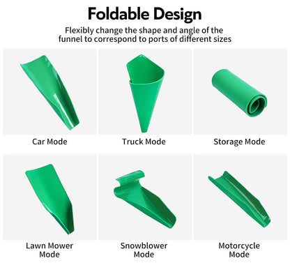 Reusable Flexible Oil Drain Funnel Form a Foldable Bendable Flex Funnel for Car Motorcycle Truck Lawnmower Snowplow Reused Oil Change Spill-Free Filling Draining Tools Easy to Store and Clean