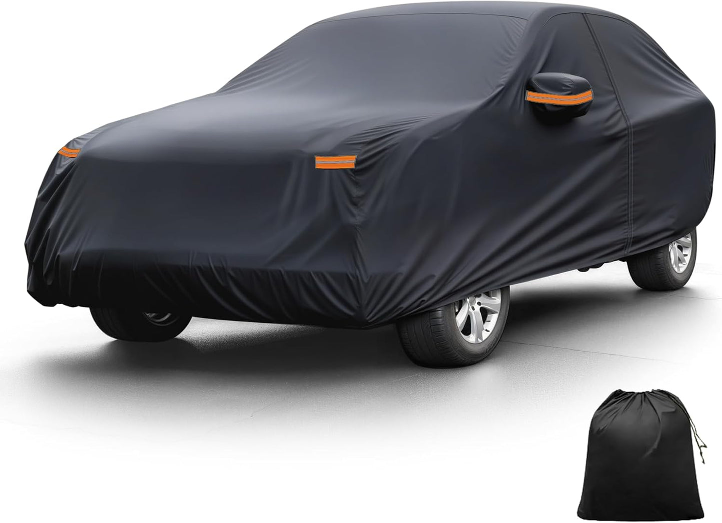 X AUTOHAUX Car Cover for Honda Civic Sedan/Coupe 210D-PU Outdoor Full Car Cover All Weather with Door Zipper for Waterproof Windproof Sun Rain Snow Protection