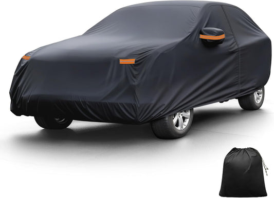 X AUTOHAUX Car Cover for Honda Civic Sedan/Coupe 210D-PU Outdoor Full Car Cover All Weather with Door Zipper for Waterproof Windproof Sun Rain Snow Protection