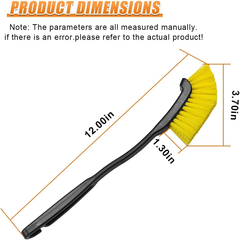 Car Wheel Cleaning Brush, 12'' Hard Bristle Auto Tire Gap Scrub Brush with Long Handle, Multifunctional Vehicle Interior Crevice Detailing Tool for Home and Hard to Reach Areas(1PC)