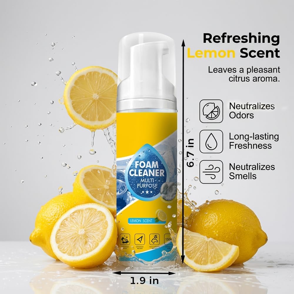 Cecurpo 4-in-1 Multi-Enzyme Foam Spray Cleaner, Multi-Action Foam Stain Remover Spray, Powerful and Multipurpose Car Interior Foam Cleaner, Professional Foam Cleaner for Plastic, Fabric (1)