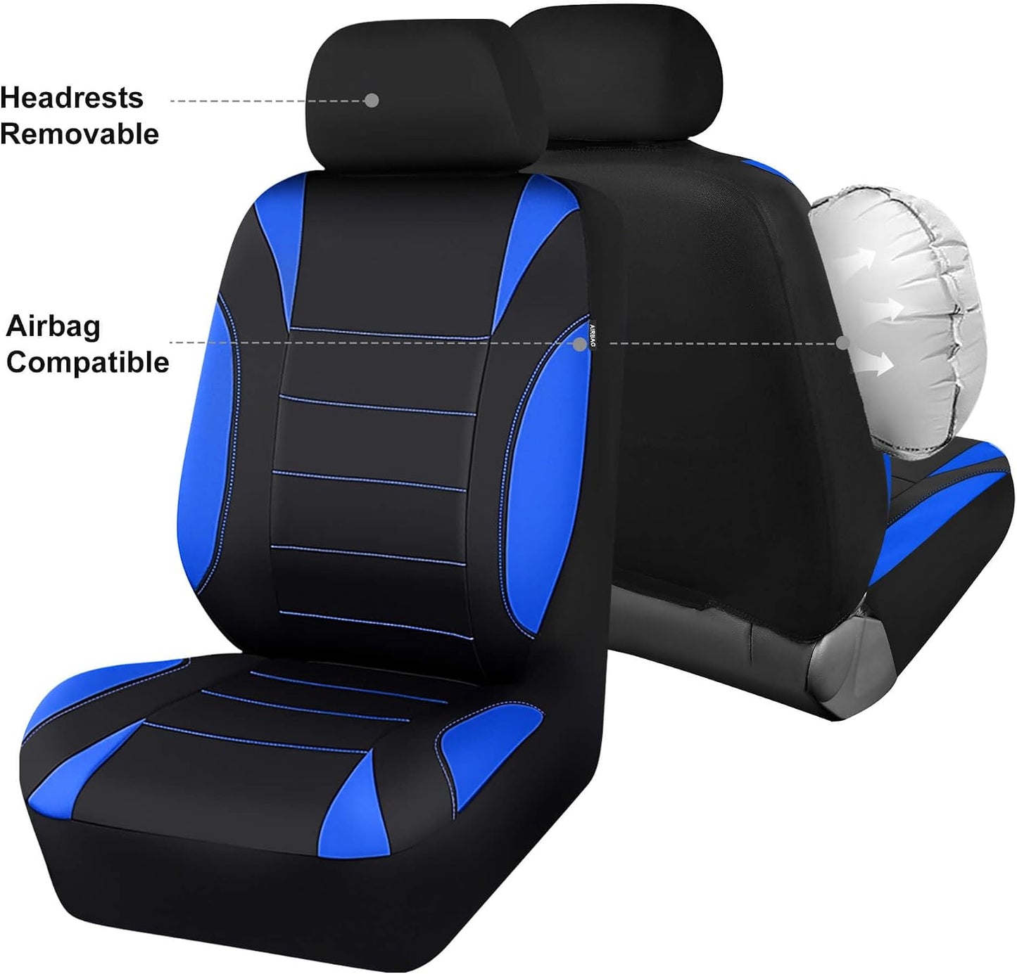 CAR PASS Waterproof Car Seat Covers Front Seats Only with 5mm Composite EVA, Neoprene Car Seat Cover with Separate Headrest Cover, Quick Setup Universal Fit for Car SUV Trucks,Airbag Compatible（Gray