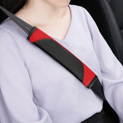 AUCELI 2PCS Car Seat Belt Cover, Carbon Fiber Seatbelt Shoulder Strap Covers, Breathable Leather Soft Harness Pad Protect Your Neck and Shoulder Compatible with Cars