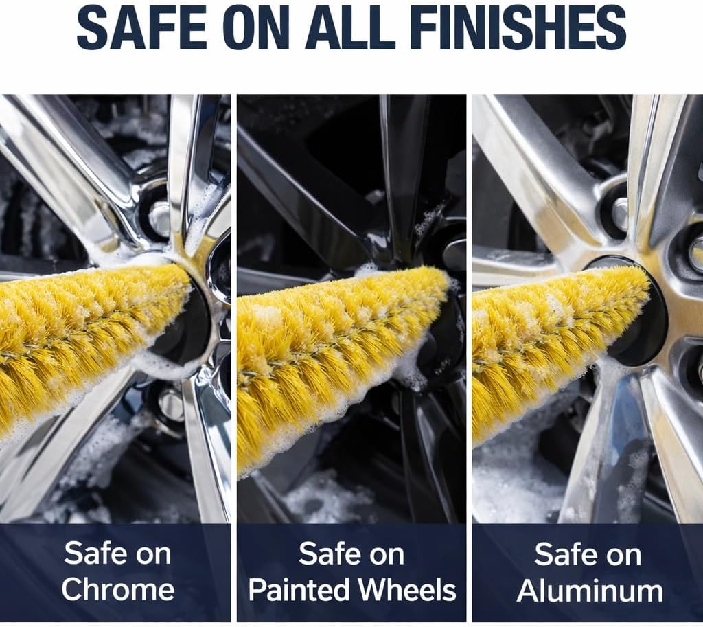 HI-TECH Wheel Spoke Brush for Rims & Wheels - Cone Shape for Cleaning Crevices & Hard-to-Reach Areas, Chemical Resistant, Safe on All Finishes - 1 Pack