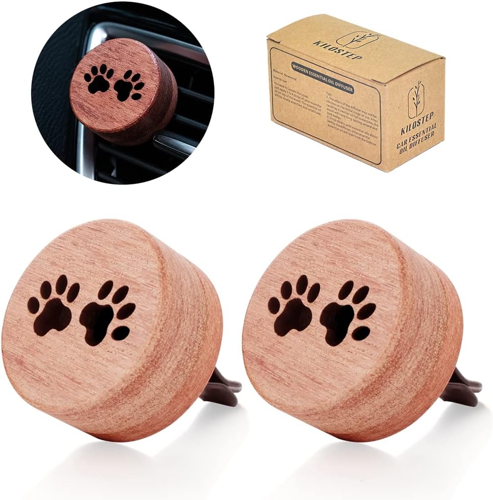 Essential Oil Car Diffuser, 2 PCS Car Aromatherapy Wood Diffuser with Vent Clip