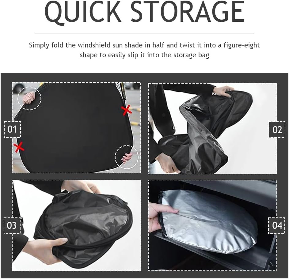 59"x31" Upgraded Car Windshield Sun Shade,Oxford Cloth Sunshade for Car Windshield for Reducing Interior Temperature & Protecting Upholstery,Foldable Cars Sun Shade with Storage Bag
