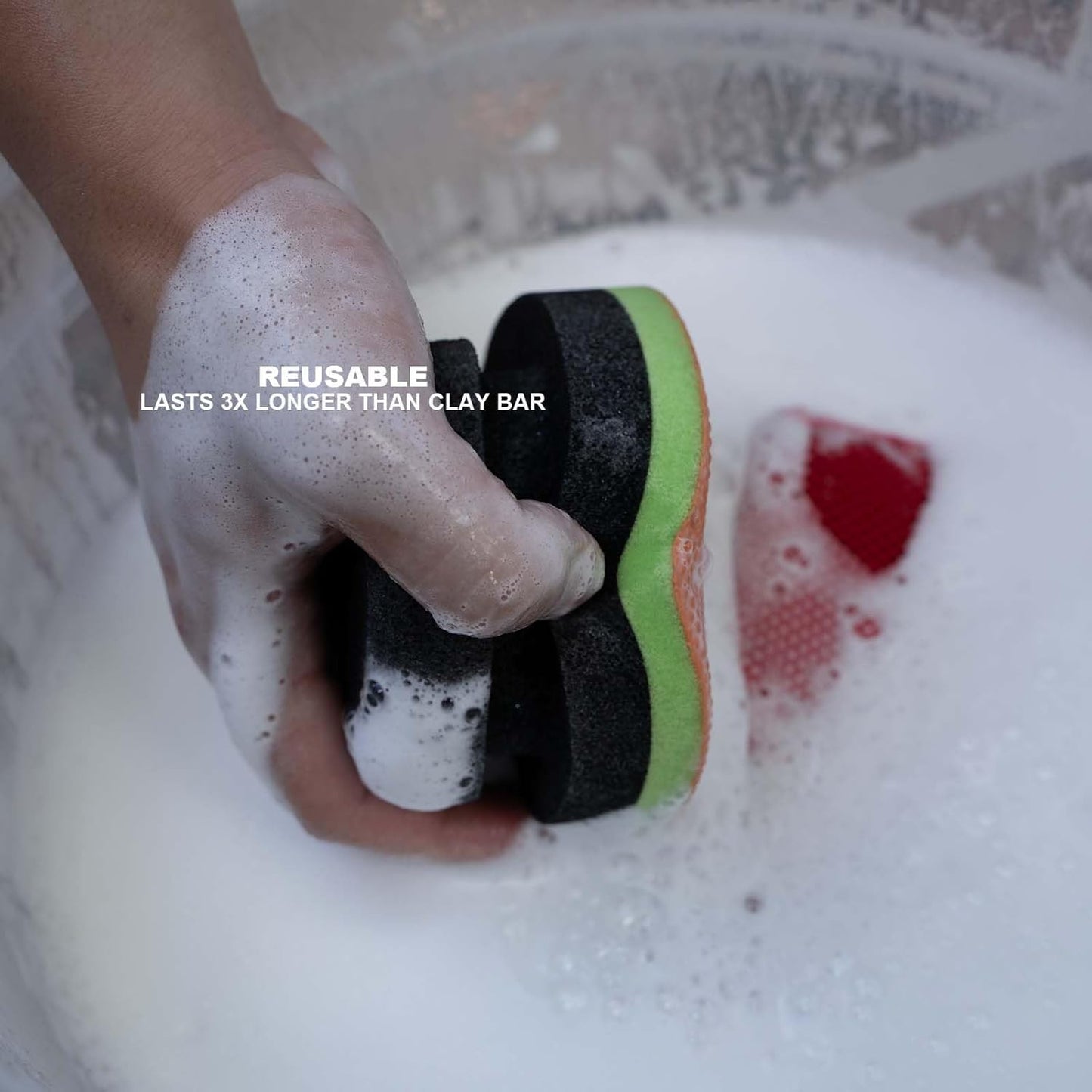 2 Pcs Hand Clay Bar Pad for Car Detailing, Synthetic Decontamination Clay Pad for Cleaning, Removing Paint Contaminant, and Creating a Smooth Surface, Sponge Absorbs Water and Soap