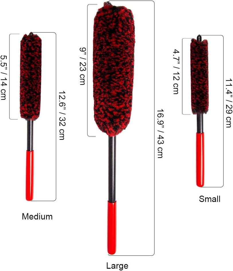 Car Wheel Rim Brush Kit, Woolies Wheel Brush, Car Cleaning Brush Fiber Rod, Steel Ring Fiber Cleaning Brush, Long Non-Slip Handle Clean Brush, Great to Clean Car Wheel Rim