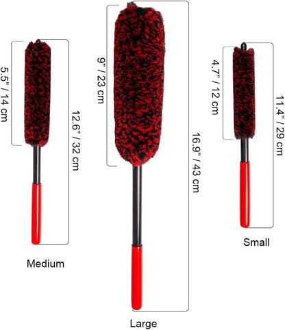 Car Wheel Rim Brush Kit, Woolies Wheel Brush, Car Cleaning Brush Fiber Rod, Steel Ring Fiber Cleaning Brush, Long Non-Slip Handle Clean Brush, Great to Clean Car Wheel Rim