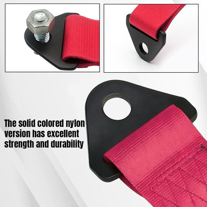 Racing Tow Strap, Tow Strap with Hooks, Sports Trailer Belt, Car Modification High Strength Nylon Traction Rope Decor Trailer Hook Belt Fit for Front or Rear Front Bumper Decoration (Red)
