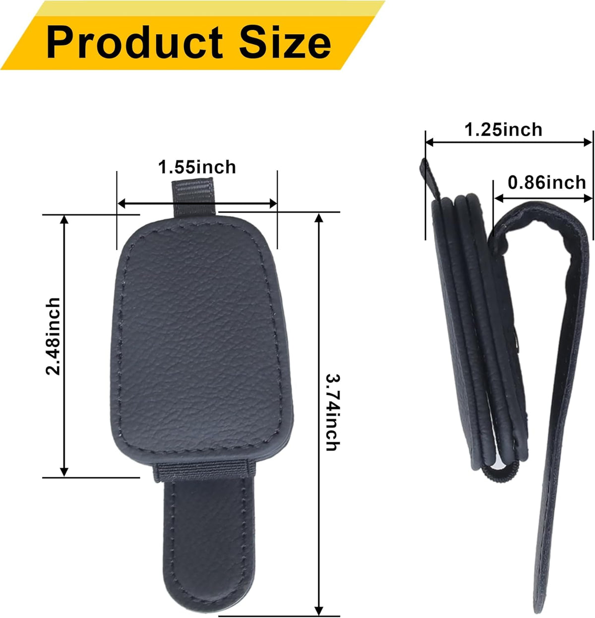 Yuoyar Magnetic Leather Sunglasses Holder for Car, 2 Packs (Black) | Magnetic Car Visor Accessories