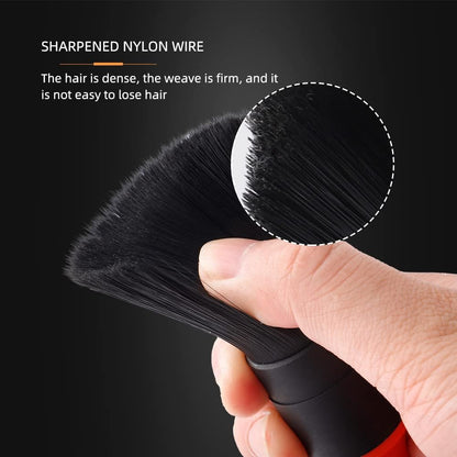 SPTA Car Detailing Brush Set, 5 Pack Soft Boar Hair Auto Detail Brush Kit with Elbow for Automotive Elegant Surface Interior Exterior Dashboard Emblems Panels Engine Bay Wheels Air Vent Seat Leather